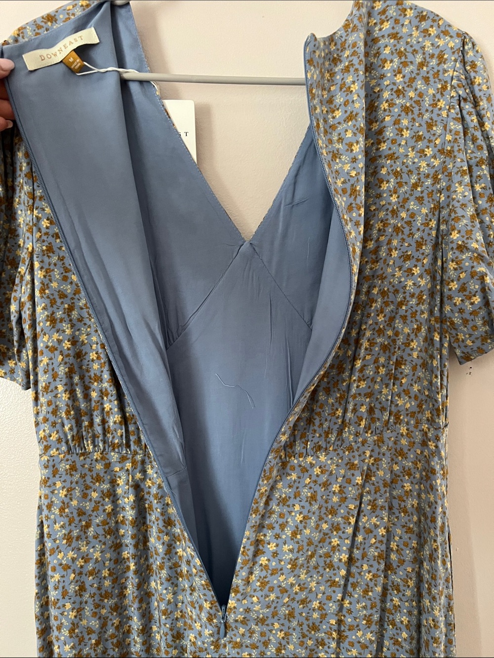 Bonita Dress NWT Medium Blue Floral Ditzy Print Rayon Midi Maxi Dress Pockets - Picture 6 of 11